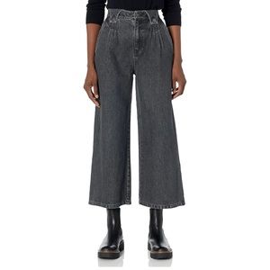 NEW Joie Womens Size 34 Charcoal Wash Porter Wide-Leg Cropped Flare Leg Jeans